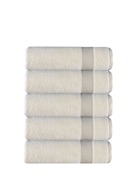 Sicilia Krem Rengi Pamuklu 5'li Mini El Havlusu Seti