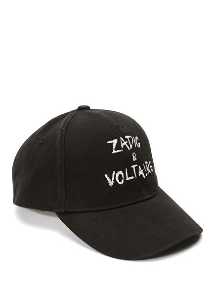 Black Logo Printed Girls' Hat
