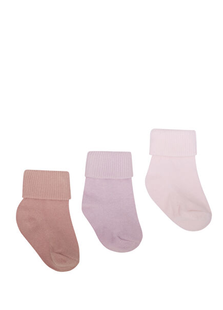 Renkli Yenidoğan Unisex Bebek 3'lü Çorap Seti