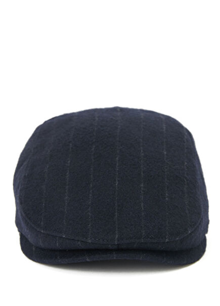 Navy Blue Striped Men's Wool Hat