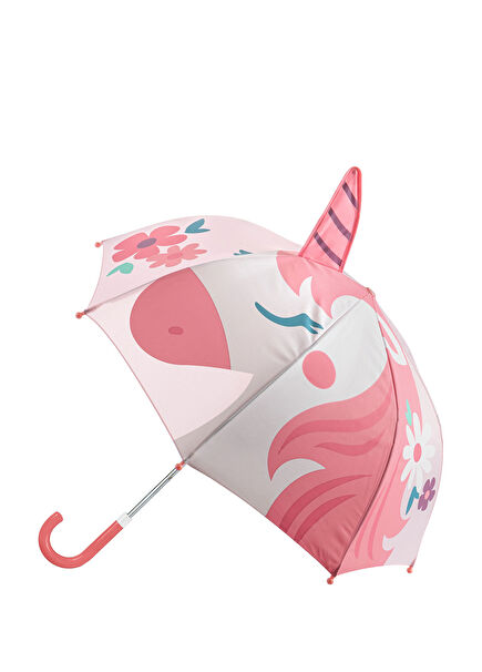 Unicorn Desenli 3 Boyutlu Kız Çocuk Şemsiye