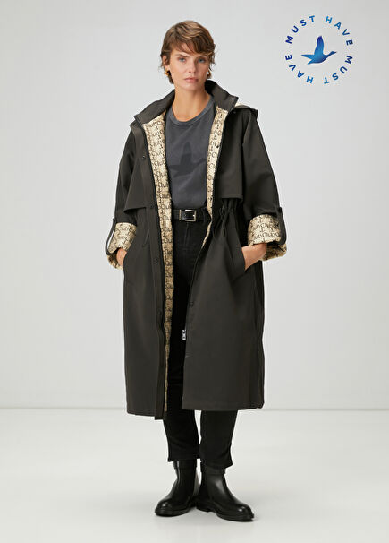 Dark Khaki Hooded Overcoat