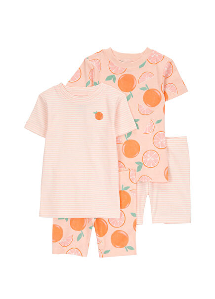 Renkli Desenli Kız Bebek 4'lü Pijama Takımı