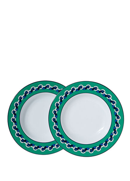 Riviera Yeşil 2li Porselen Yemek Tabağı