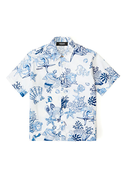 Blue White Short Sleeve Boys' Shirt