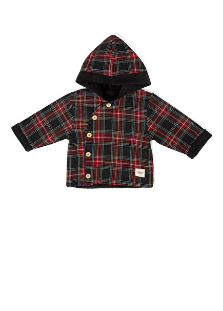 Diagonal Red & Black Plaid Unisex Baby Coat