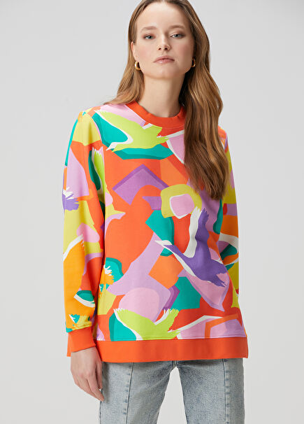 Colorblocked Desenli Sweatshirt