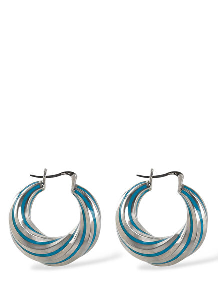 Turkuaz Mineli Kadın Gümüş Halka Küpe