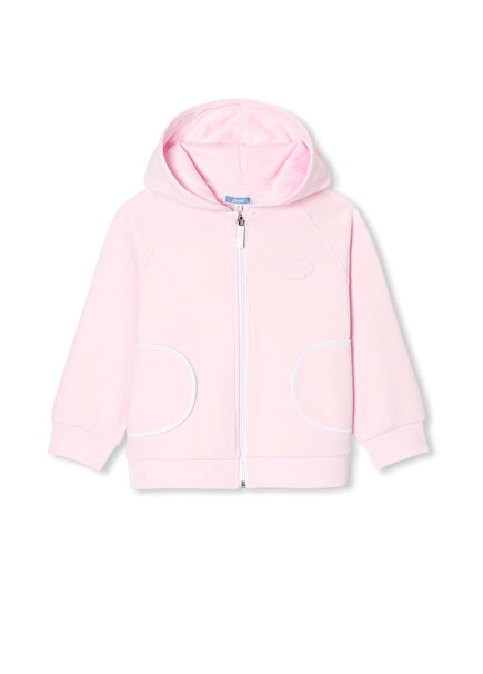 Pembe Pike Kapüşonlu Fermuarlı Kız Çocuk Sweatshirt