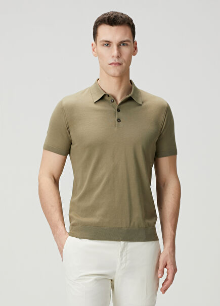 Khaki Short Sleeve Polo Sweater