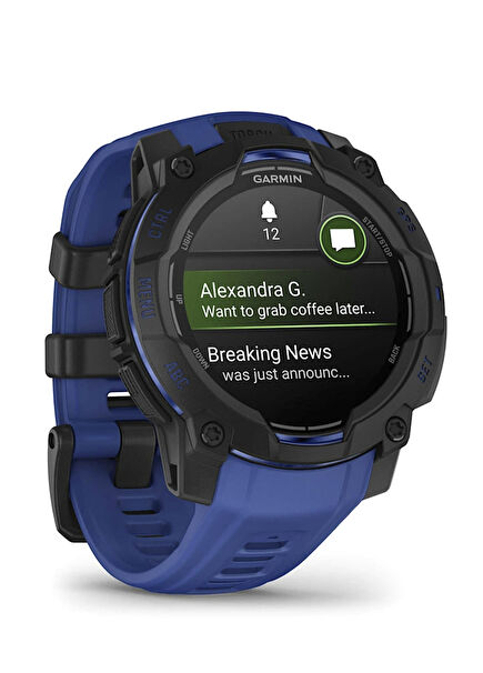 Instinct 3 45 mm Amoled Siyah Mavi Silikon Kayışlı Akıllı Saat