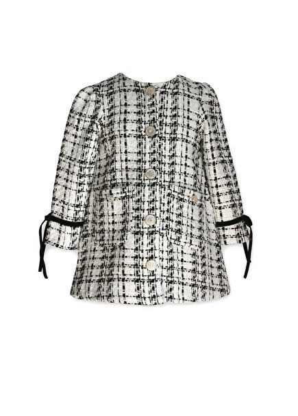Checkered Buttoned Girls' Dress