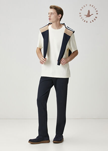 Navy Blue Knitted Chino Pants