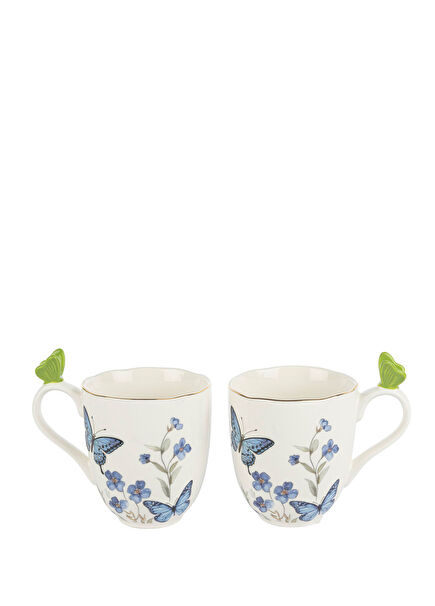 Butterfly Lovers Renkli Porselen 2'li Kupa Seti