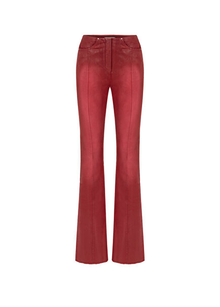 Spanish Leg Women's Pants with Red Leather Look
