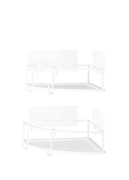 Cubıko Beyaz Paslanmaz Çelik 2'li Köşe Şampuanlık