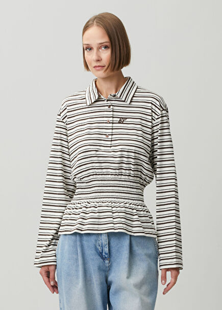 Josefin Brown White Striped Blouse