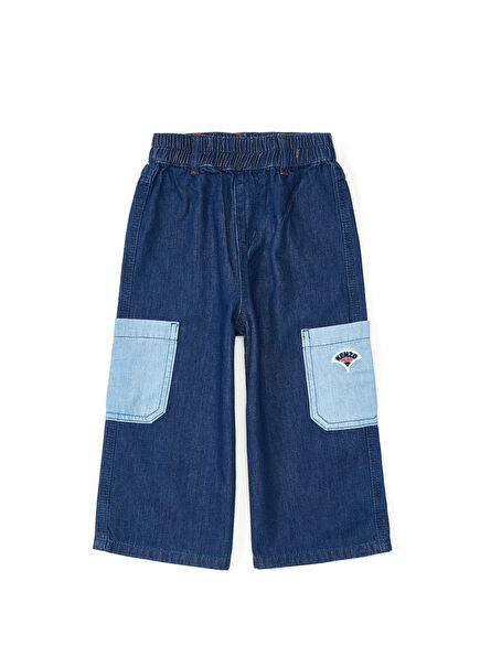 Koyu Mavi Kız Çocuk Jean Pantolon