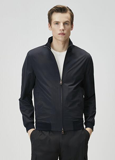 Navy Blue Hooded Coat