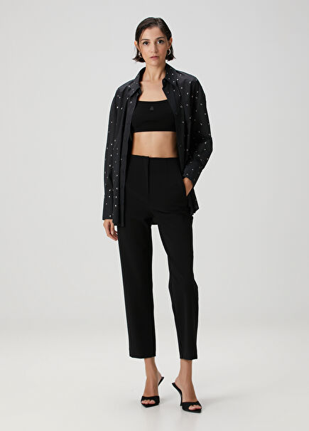 Siyah Logo Bantlı Pantolon