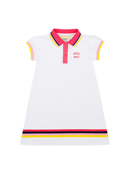 Multicolor Polo Neck Girls' Dress