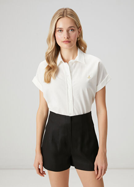 Kırık Beyaz Kısa Kol Pike Gömlek