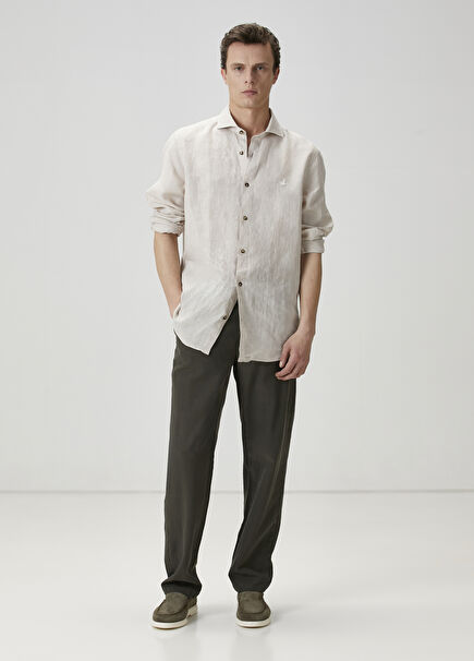 Light Khaki Waist Corded Lyocell Trousers