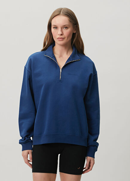 Lacivert Fermuarlı Sweatshirt