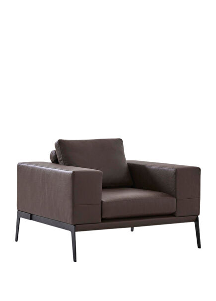 Espina Kahverengi Deri Metal Ayaklı Berjer