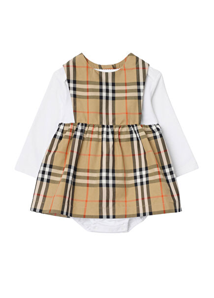 Check My Carpet Beige Baby Girl Body and Dress Set