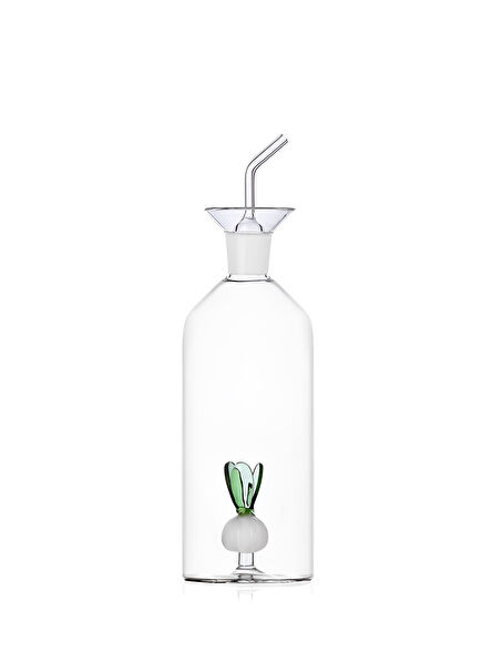 Glass Oil Bottle with Spring Onion Figure