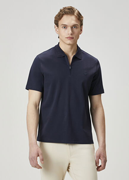 Comfort Fit Navy Blue Polo T-Shirt