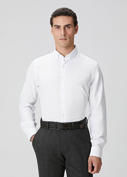 Beyaz Petek Desenli Gömlek