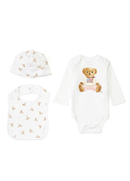 Beyaz 3lü Kız Bebek Set