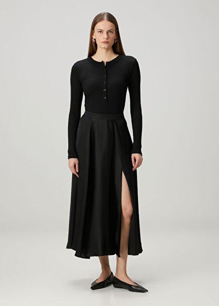Christina Black Maxi Silk Skirt