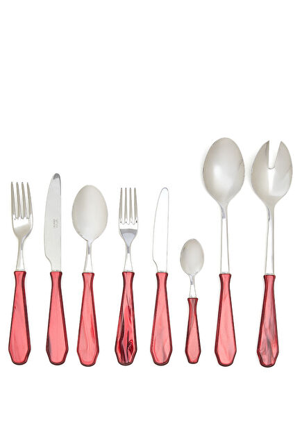 Venezia Kırmızı Çelik 74 Parça Çatal Bıçak Kaşık Seti