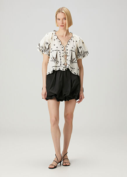 Belen Black Mini Taffeta Skirt