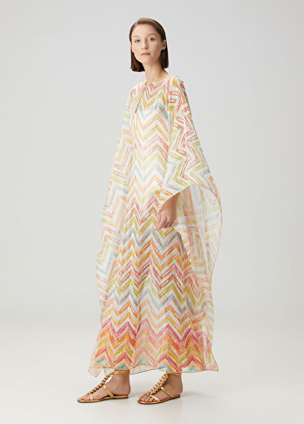 Zikzak Desenli Maksi Kaftan
