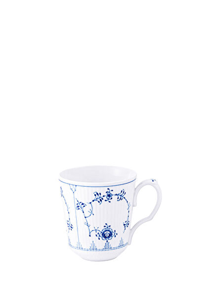Blue Fluted Plain Patterned Porcelain Mug