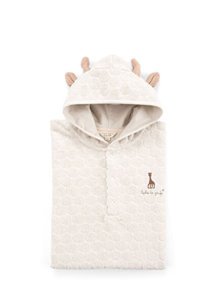 Sophie la Girafe Açık Bej Organik Pamuk Unisex Bebek Panço Havlu