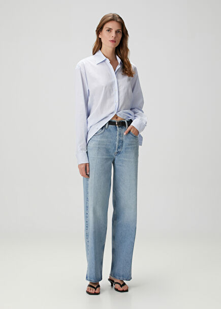 Ayla Mavi Baggy Jean Pantolon