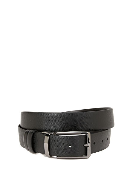 Black Men's Leather Belt