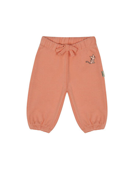 Pink Cat Embroidered Baby Girl Pants