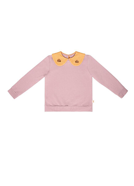 Müslin Lila Yaka Detaylı Kız Çocuk Sweatshirt