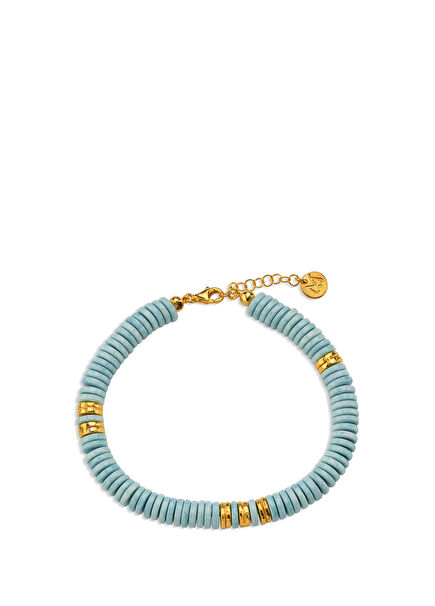 Sky Blue Howlite Women's Gold Plated Bracelet