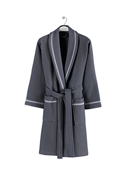 Livenza Antrasit Pamuklu Pike Unisex Bornoz
