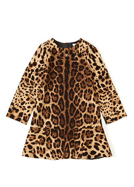 Leopar Kız Çocuk Yün Elbise