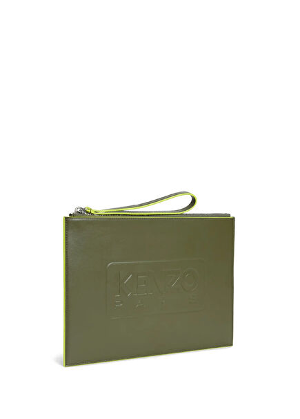 Emboss Khaki Men's Leather Hand Portfolio