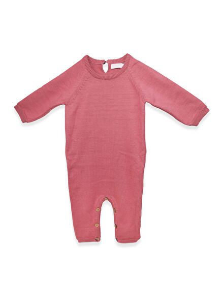Lupin Dark Pink Organic Cotton Long Sleeve Baby Girl Jumpsuit