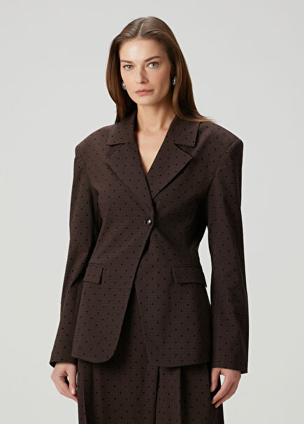 Kahverengi Puantiyeli Blazer